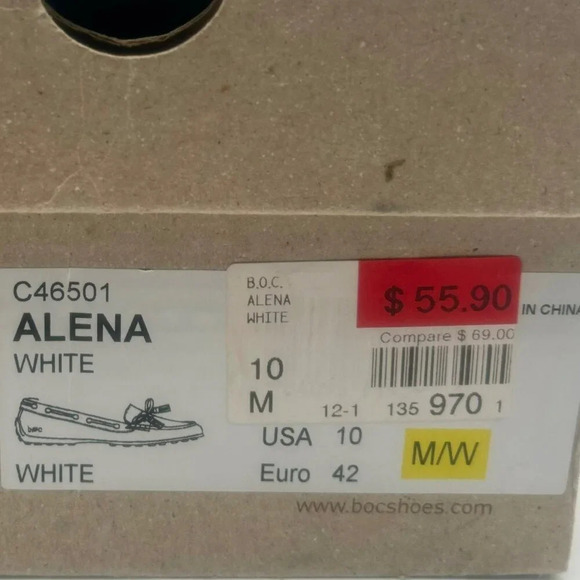 BOC Born Concept Alena Loafer Flat Shoe Women 10 White Leather Driving Moccasin - Picture 12 of 12